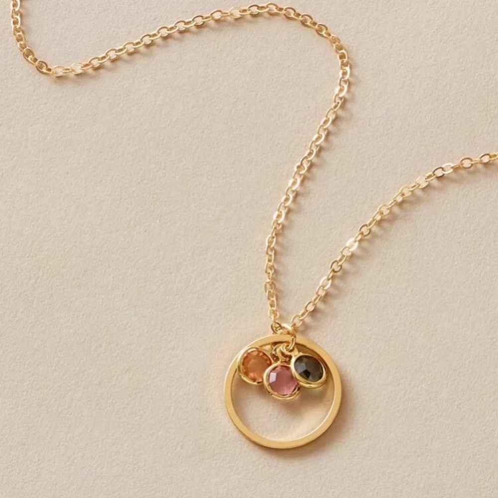 Gold Ring Necklace With Rhinestones